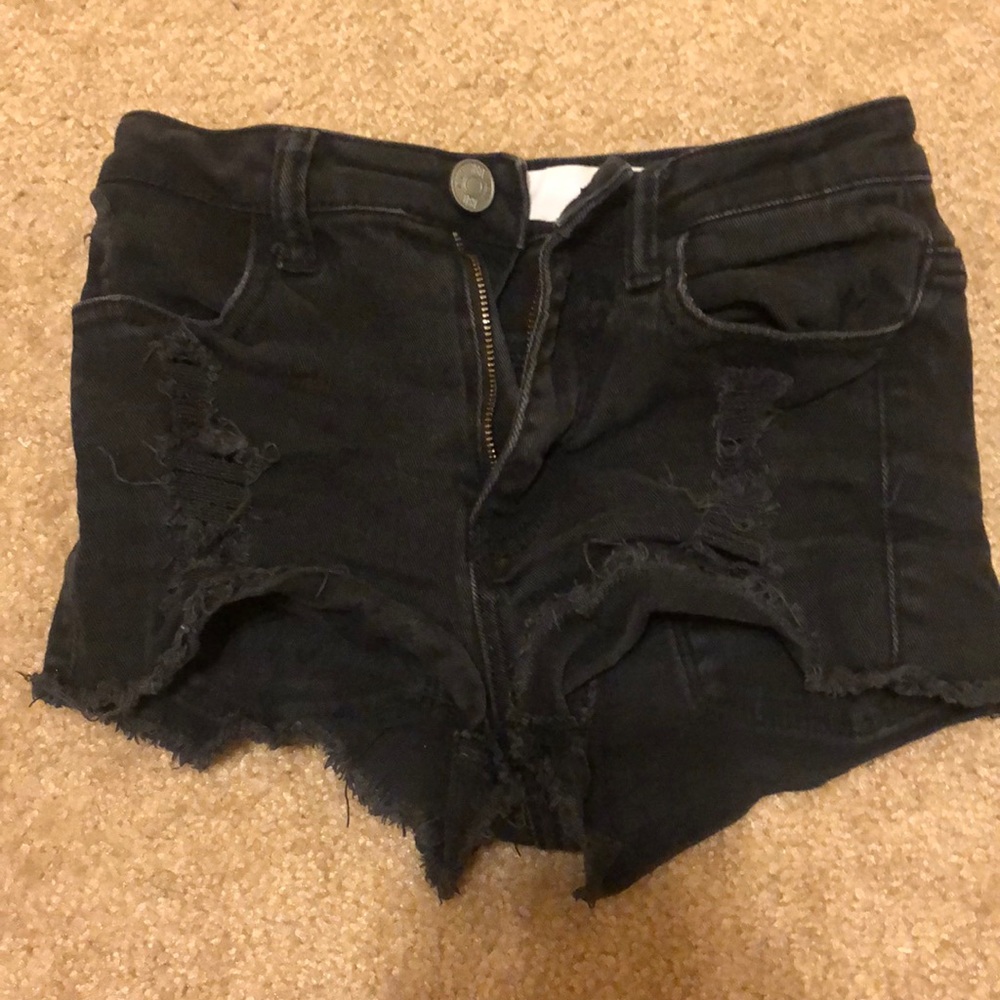 RSQ ripped black denim shorts